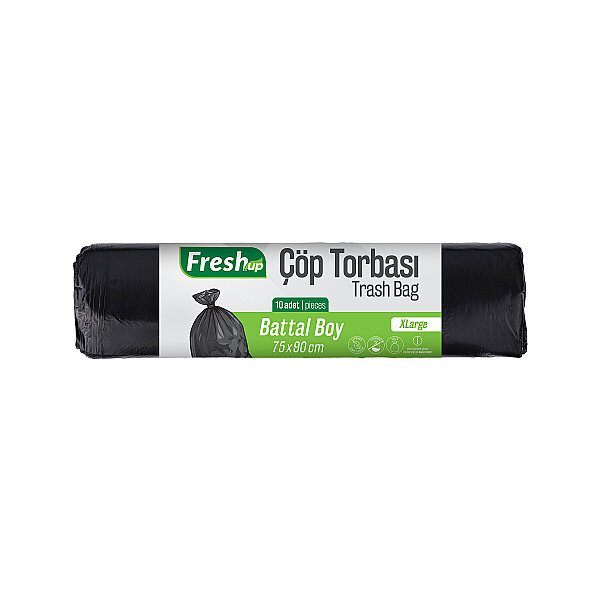 Fresh-Up Çöp Torbası Battal Boy 75 * 90cm 140g Siyah 10 Adet - 1