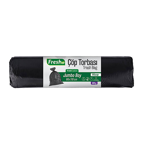 Fresh-Up Jumbo Boy Çöp Torbası 800g Siyah 80x110cm 10 Adet - Fresh-Up