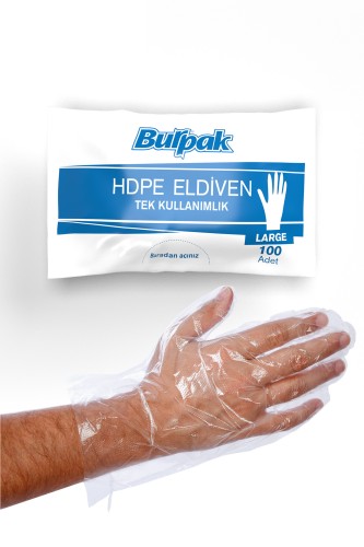 Burpak - Burpak HDPE Tek Kullanımlık Şeffaf Eldiven (100lü Paket)