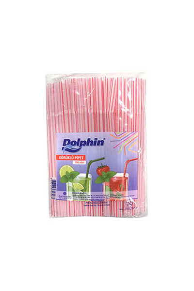 Dolphin Körüklü Plastik Pipet 5mm x 22cm - 200 Adet - 1