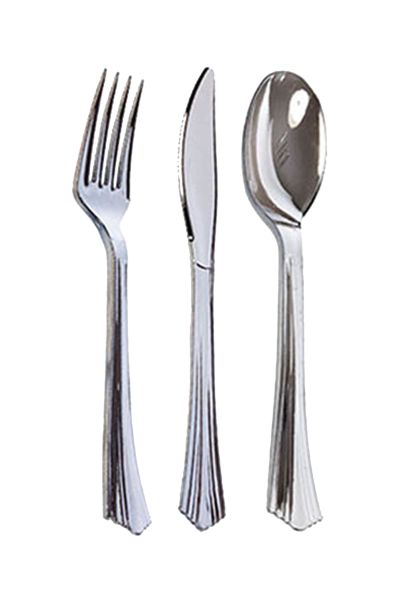 Metal Görünümlü Çatal-Kaşık-Bıçak Set 3 Parça