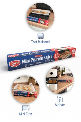 Roll-Up Airfry, Tost, Fırın İçin Mini Kesilmiş Pişirme Kağıdı 30x42cm - Thumbnail