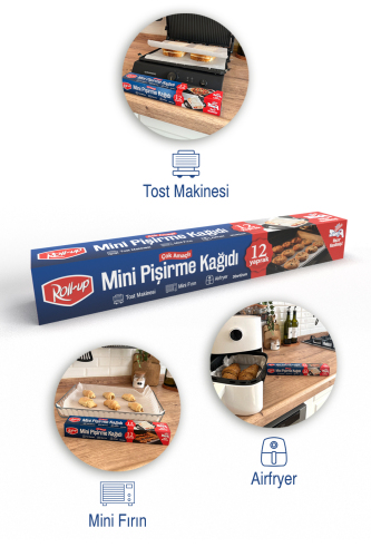 Roll-Up Airfry, Tost, Fırın İçin Mini Kesilmiş Pişirme Kağıdı 30x42cm 1 Adet - 4