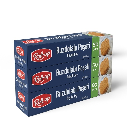 Roll-Up Buzdolabı Poşeti Büyük Boy 30x45cm 50 Adet x 3 Paket - Roll-Up
