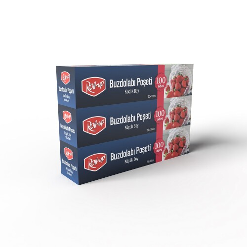 Roll-Up Küçük Boy Buzdolabı Poşeti 20x30cm 100'lü x 3 Paket (300 Adet) - Roll-Up