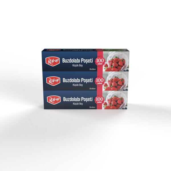 Roll-Up Küçük Boy Buzdolabı Poşeti 20x30cm 100'lü x 3 Paket (300 Adet) - 1