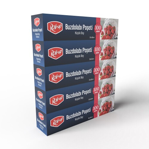 Roll-Up Küçük Boy Buzdolabı Poşeti 20x30cm 100'lü x 5 Paket (500 Adet) - Roll-Up