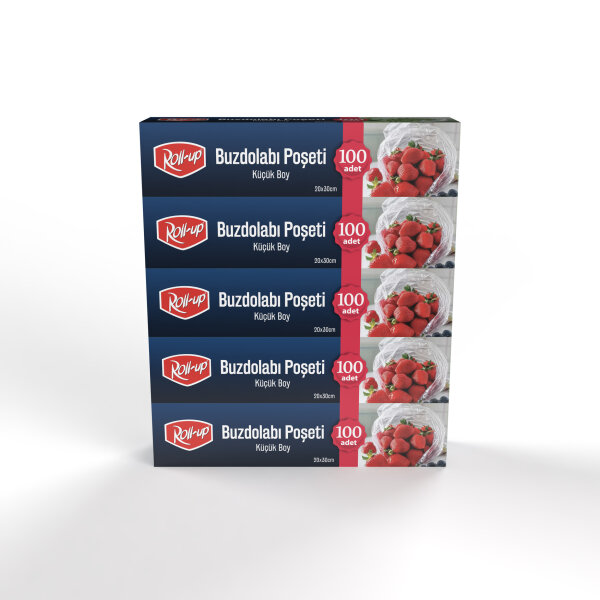 Roll-Up Küçük Boy Buzdolabı Poşeti 20x30cm 100'lü x 5 Paket (500 Adet) - 1