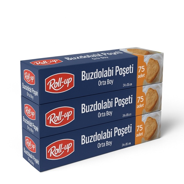 Roll-Up Buzdolabı Poşeti Orta Boy 24x38cm 75 Adet x 3 Paket - 1
