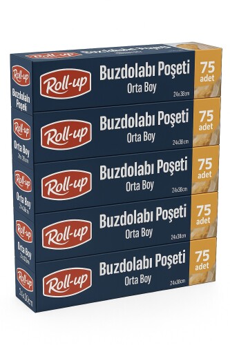 Roll-Up Buzdolabı Poşeti Orta Boy 24x38cm 75 Adet x 5 Paket - Roll-Up