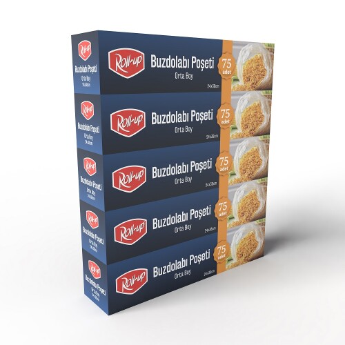 Roll-Up Orta Boy Buzdolabı Poşeti 24x38cm 75'li x 5 Paket (375 Adet) - Roll-Up