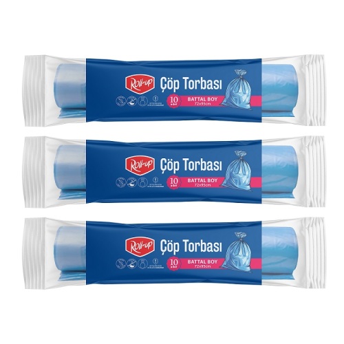 Roll-up Çöp Torbası Battal 72x95cm 10 Adet x 3 Paket - Roll-Up