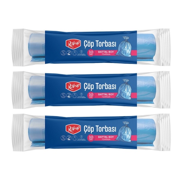 Roll-up Çöp Torbası Battal 72x95cm 10 Adet x 3 Paket - 1