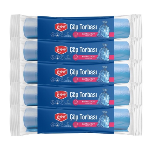 Roll-up Çöp Torbası Battal 72x95cm 10 Adet x 5 Paket - Roll-Up