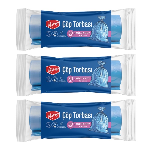 Roll-up Çöp Torbası Küçük 40x50cm 30 Adet x 3 Paket - 1