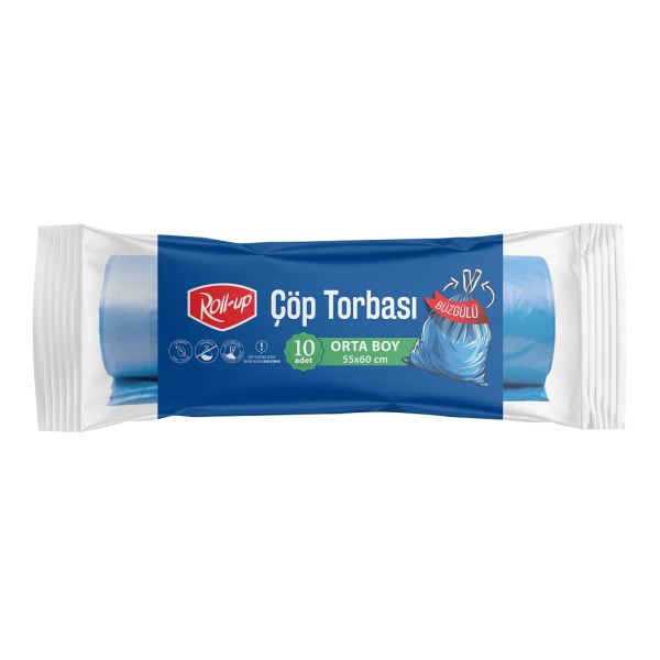 Roll-up Çöp Torbası Orta Boy Büzgülü 55x60cm 10 Adet - 1