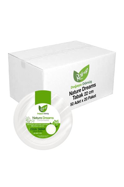 Roll-Up Doğa Dostu Tabak 22cm 50li x 20 Paket (Koli) - 1
