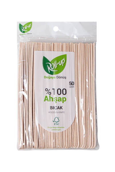 Roll-Up Doğa Dostu Ahşap Bıçak 50 Adet - 1
