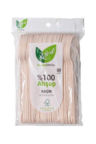 Roll-Up - Roll-Up Doğaya Dönüşümlü Ahşap Kaşık 50li