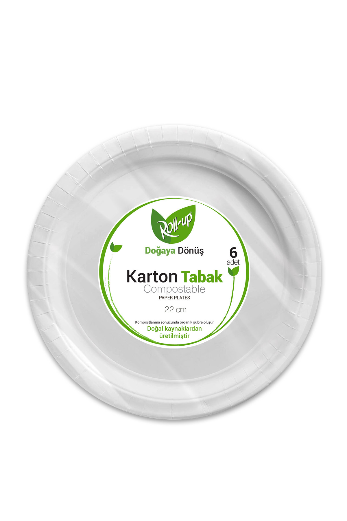 Roll-Up Doğa Dostu Karton Tabak 22cm 6 Adet