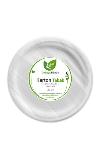 Roll-Up - Roll-Up Doğaya Dönüşümlü Karton Tabak 22cm 6lı