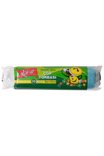 Kullan At Market - Roll-Up Jumbo Boy Mavi Çöp Torbası 80x110cm 10 Adet