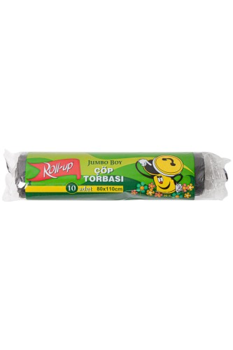 Kullan At Market - Roll-Up Jumbo Boy Siyah Çöp Torbası 80x110cm 10 Adet