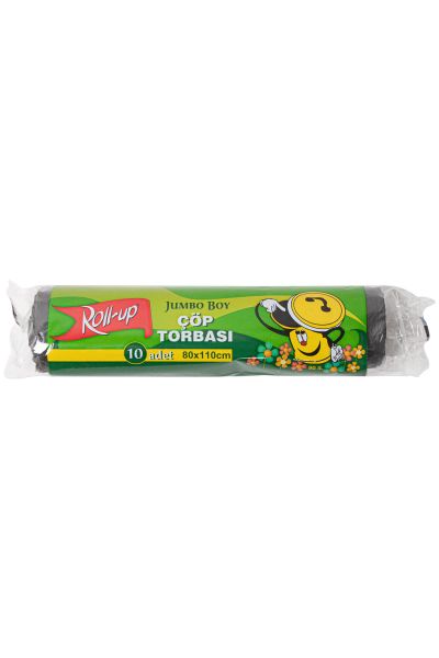 Roll-Up Jumbo Boy Siyah Çöp Torbası 80x110cm 10 Adet