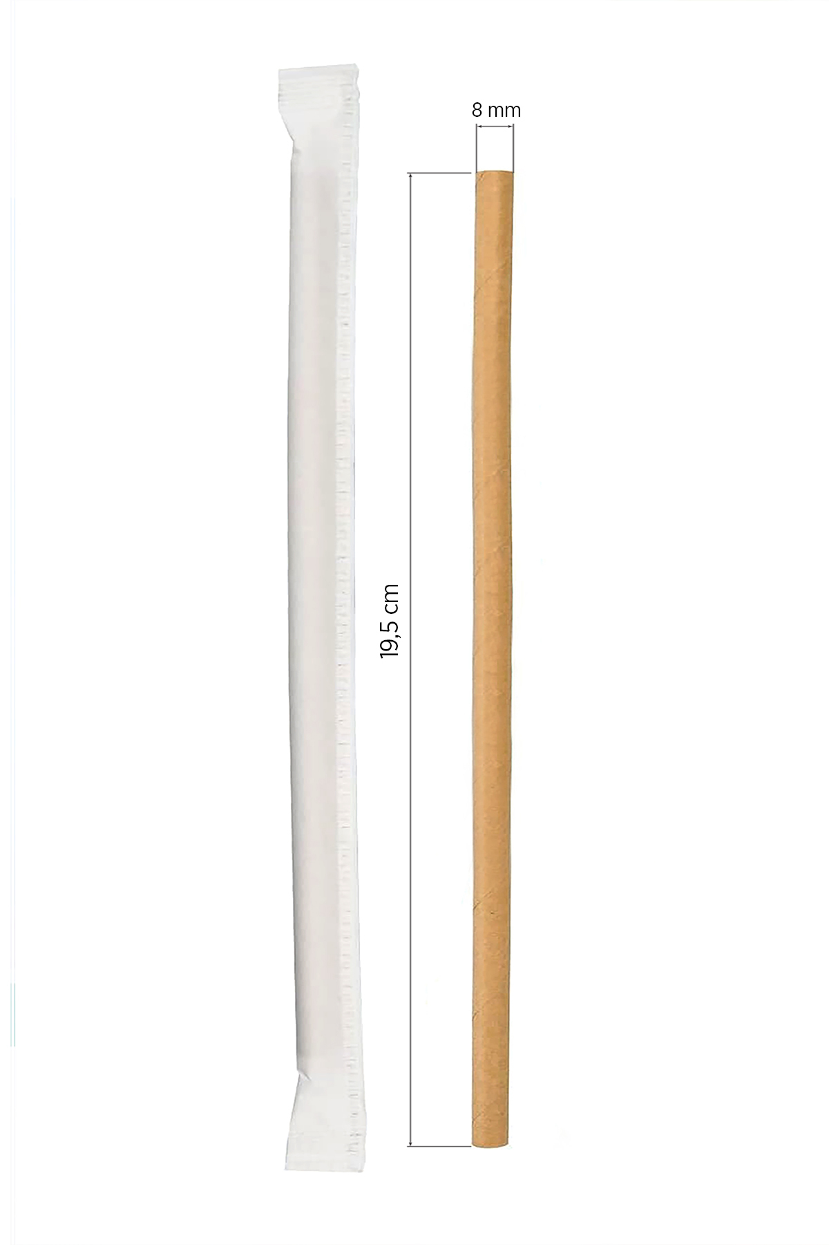 Roll-Up Frozen Kağıt Pipet Kraft Kağıt Sargılı 8mm x 19,5cm - 100 Adet
