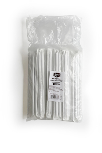 Roll-Up Frozen Kağıt Pipet Kraft Kağıt Sargılı 8mm x 19,5cm - 100 Adet - 3