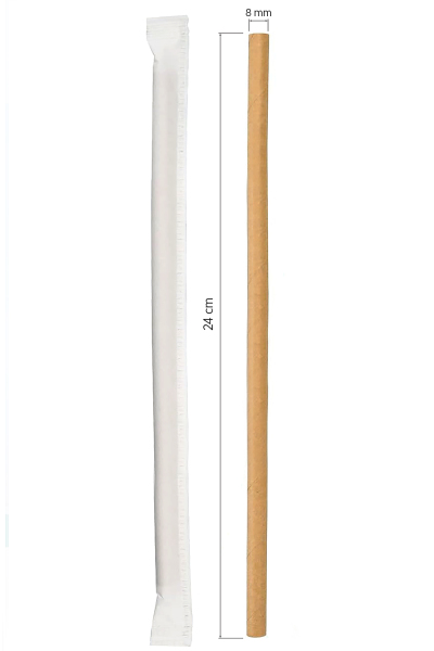 Roll-Up Frozen Kraft Kağıt Pipet Kağıt Sargılı 8mm x 24cm - 100 Adet - 1