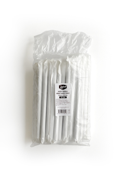 Roll-Up Kraft Kağıt Pipet Kağıt Sargılı 12mm x 20cm - 50 Adet - 3