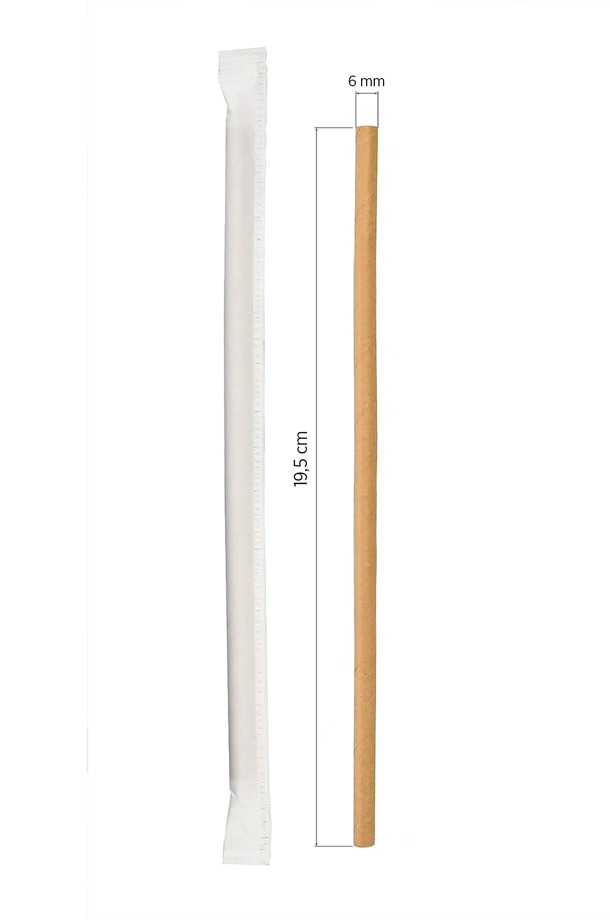 Roll-Up Kraft Kağıt Pipet Kağıt Sargılı 6mm x 19,5cm - 100 Adet