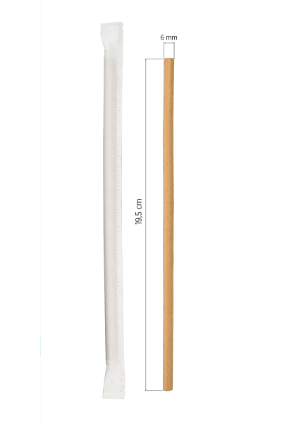 Roll-Up Kraft Kağıt Pipet Kağıt Sargılı 6mm x 19,5cm - 100 Adet - 1