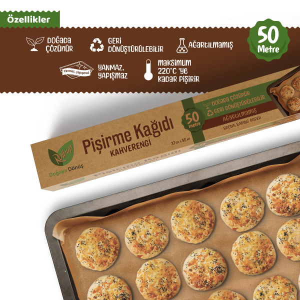 Roll-up Kahverengi Pişirme Kağıdı 37cmx50m 1 Adet - 3