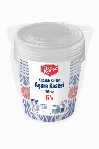 Roll-Up Kapaklı Karton Aşure-Tatlı Kasesi 6 Adet - 1