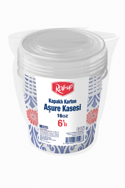 Roll-Up Kapaklı Karton Aşure-Tatlı Kasesi 6 Adet - 1