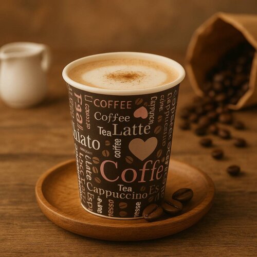 Roll-Up Karton Bardak 7oz Baskılı Kahverengi 25 Adet - 3