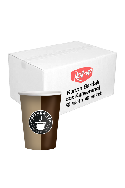 Roll-Up Karton Bardak 8oz Kahverengi 50 Adet x 40 Paket (Koli) - 1