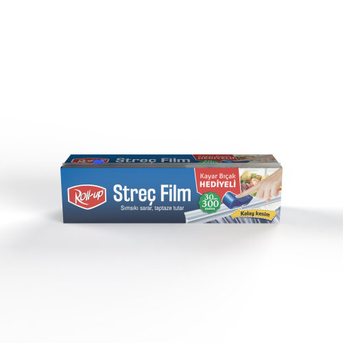 Roll-Up Kayar Bıçak Hediyeli Streç Film 30cm x 300m 9mic 1 Adet - Roll-Up