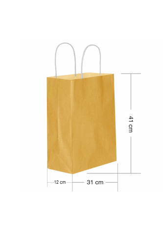Roll-Up Kraft Çanta Altın Büyük Boy 31x41cm 25 Adet - Roll-Up