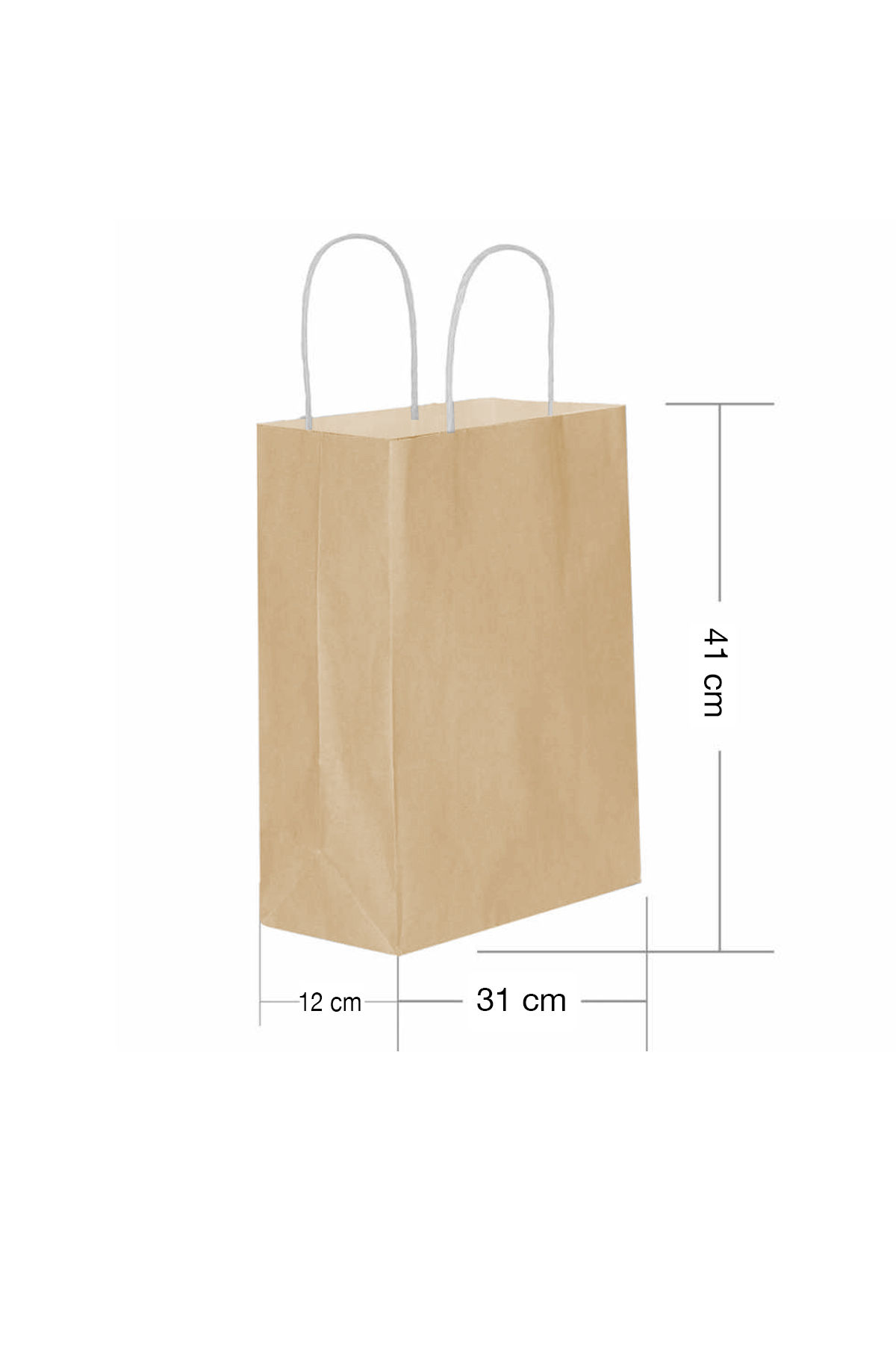 Roll-Up Kraft Çanta Naturel Büyük Boy 31x41cm 25 Adet