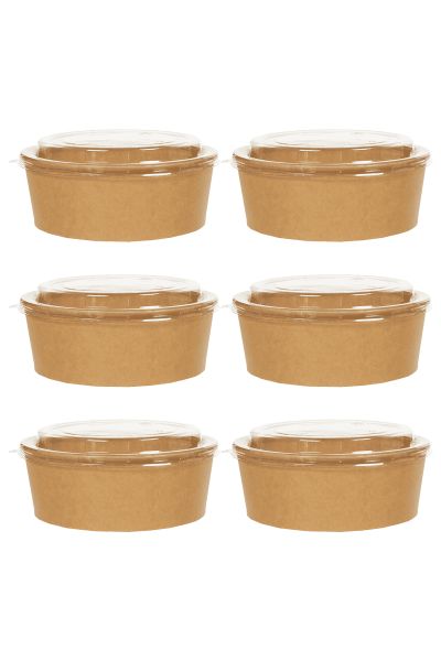 Roll-Up Kraft Karton Salata Kasesi 38oz ve Kapağı 6lı Set - 2