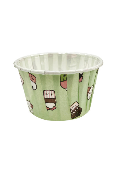 Roll-up Muffin Kek Kapsülü Dondurma Desenli Mint Yeşili 50 Adet - 1