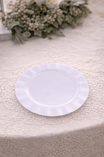 Roll-Up Plastik Kalın Tabak Büyük 26 cm Beyaz 6 Adet - Roll-Up