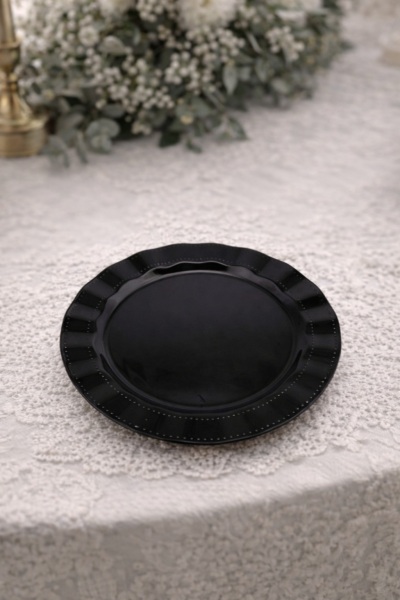 Roll-Up Plastik Kalın Tabak Büyük 26cm Siyah 6 Adet - 1