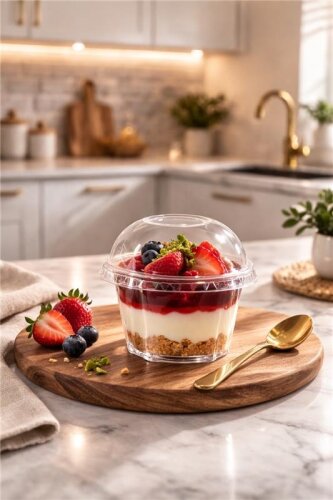 Roll-Up Plastik Kristal Tatlı Kasesi ve Bombe Kapak Set 20li - 1