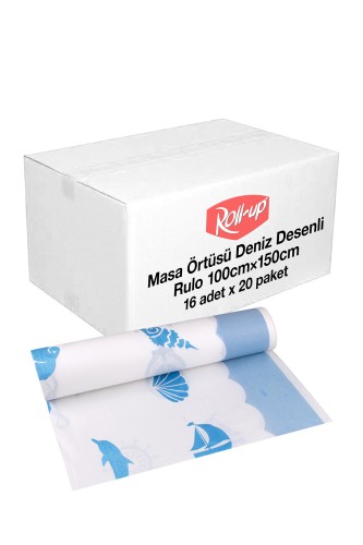 Roll-Up - Roll-Up Rulo Kağıt Masa Örtüsü Marin Desenli 100 x 150cm 16 Yaprak x 20 Rulo (Koli)