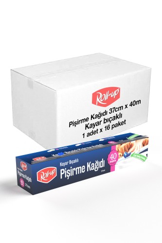 Roll-Up - Roll-Up Silikonlu Pişirme Kağıdı Kayar Bıçak Hediyeli 37cm x 40m x 16 Paket (Koli)