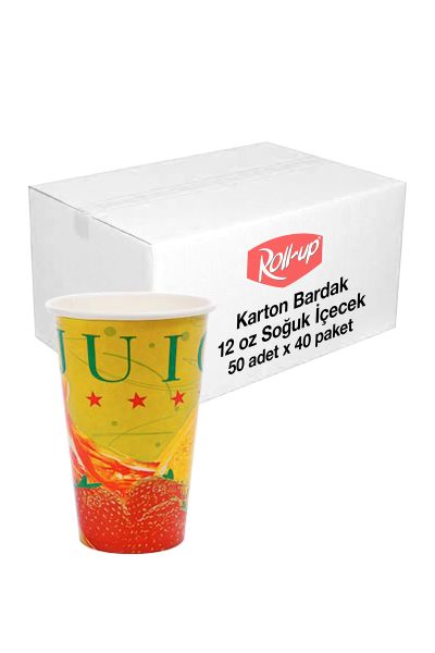 Roll-Up Soğuk İçecek Karton Bardak 12oz 50li x 40 Paket (Koli)